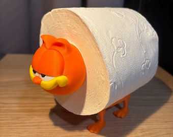 Archivo STL 3D: Portarrollos de papel higiénico con forma de gato - Soporte para papel higiénico con forma de gato naranja grueso - Decoración para el baño - Descarga digital