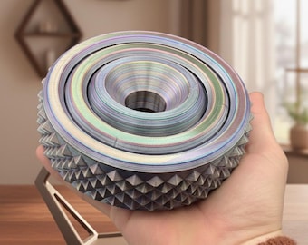 Fidget Spinner XXL - Archivo STL - Juguete geométrico psicodélico de escritorio - Plantilla de impresión 3D - Juguete sensorial háptico - Descarga digital para creadores