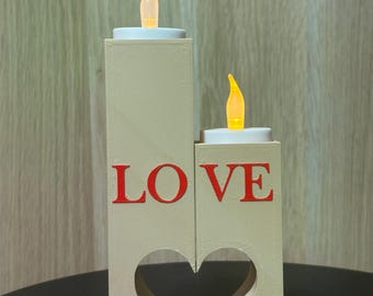 Archivo STL / Candelabros en forma de corazón "LOVE" - Juego de velas modulares para San Valentín y bodas