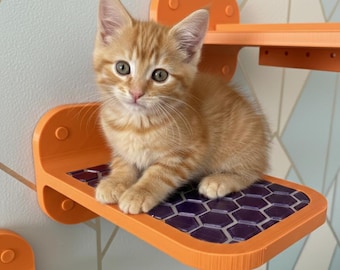 Muro de escalada modular para gatos de parkour – Archivo STL para impresión 3D – Diseño hexagonal moderno – Muro de escalada para gatos DIY