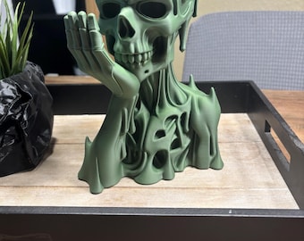 Archivo STL de maceta de calavera – escultura de calavera – descarga digital para impresoras 3D – Maceta decorativa gótica DIY, STL de alto detalle