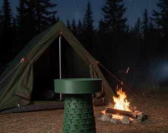 Taburete telescópico plegable (archivo STL): impresión 3D para camping y actividades al aire libre, taburete telescópico portátil, taburete plegable para imprimir en el lugar, descarga digital