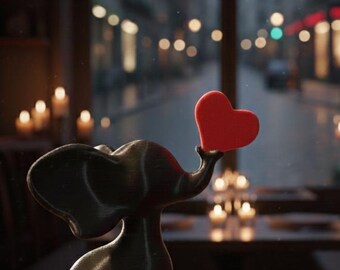 Escultura de corazón de elefante, archivo STL para impresión 3D – Decoración minimalista de amor – Descarga digital – Idea de regalo DIY para San Valentín y Día de la Madre