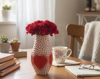 Jarrón con corazón y relieves: archivo STL para jarrón con textura, decoración del hogar, regalo, Día de la Madre/San Valentín, descarga digital