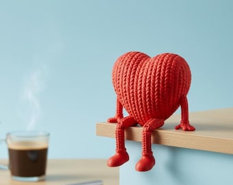 Corazón de punto flexible – Corazón articulado – Archivo STL 3D para imprimir en el sitio – Decoración y juguete antiestrés para San Valentín