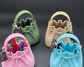 Organizador de bolso con archivo STL, porta pinceles, impresión 3D, bolso tipo cubo para guardar maquillaje, organizador de decoración de escritorio, descarga digital STL