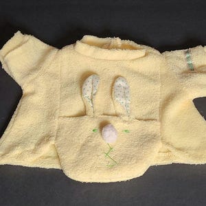 Cabbage Patch Doll Clothes Vintage 1985 Cabbage Patch Kids Preemie Boy Yellow Terrycloth Bunny Shirt CPK N9