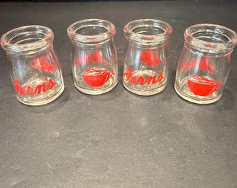 4 Vintage Individual Glass Creamer Containers Fern’s Cafe Weiser Idaho 1950s
