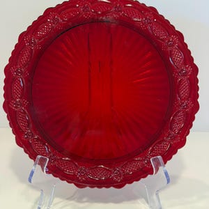 Avon Cape Cod 10.75” Dinner Plate Royal Ruby Red Glass Excellent Vintage Collectors Original