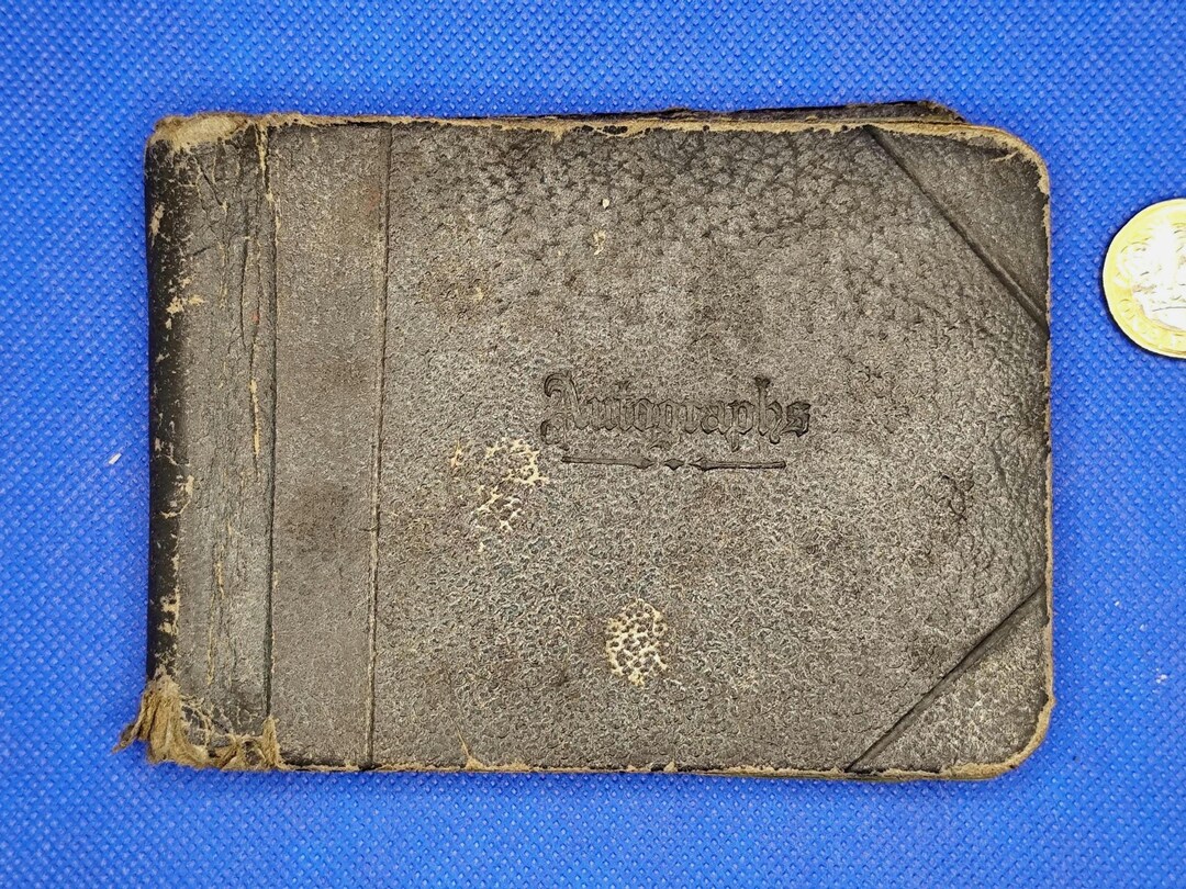 1920s–1930s Autograph Album Miniature Leather Notebook With Handwritten ...