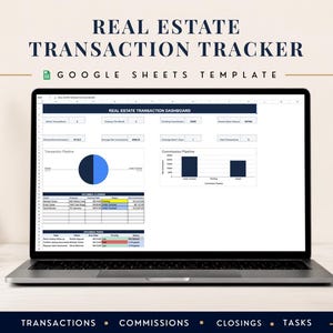 Real Estate Transaction Tracker | Realtor Google Sheets Template | Commission Tracker, Closing & Task Manager