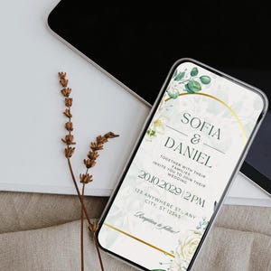 Wedding Invitation Template Editable in Canva | Elegant Floral Wedding Invite | Instant Download Printable | Modern Minimalist Design image 3