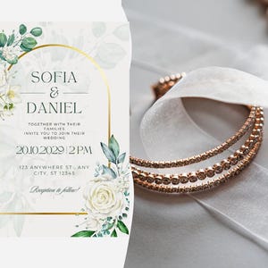 Wedding Invitation Template Editable in Canva | Elegant Floral Wedding Invite | Instant Download Printable | Modern Minimalist Design image 1