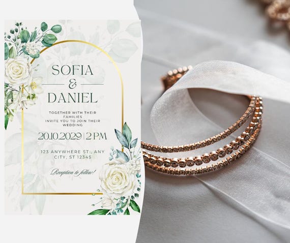 Wedding Invitation Template Editable in Canva | Elegant Floral Wedding Invite | Instant Download Printable | Modern Minimalist Design