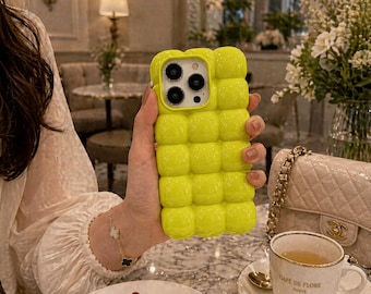 Coque pour iPhone 3D Block Lattice - Housse de protection brillante en silicone bonbon