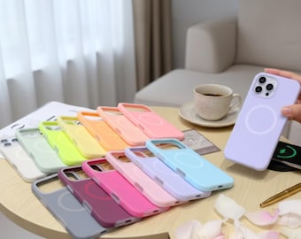 Coque MagSafe en silicone liquide couleur bonbon pour iPhone | Housse de chargement magnétique sans fil Soft Jelly