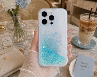 iPhone 15 Pro Max Case – Luminous Glitter Liquid Quicksand Neon Sequins Clear Cover