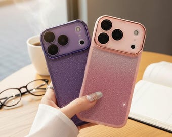 Étui pour iPhone à paillettes avec protection d'objectif, dégradé dégradé