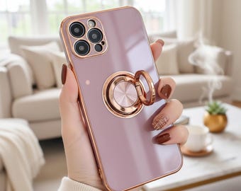 Étui porte-bague magnétique de luxe pour iPhone, étui antichoc plaqué pour iPhone