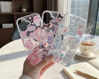 Hello Kitty Kuromi My Melody, étui de portable brillant pour iPhone, coque arrière