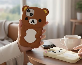 Coque iPhone 3D Couple d'ours en silicone - Housse de protection antichoc