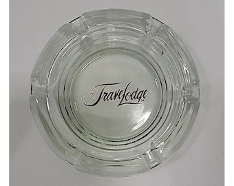Vintage Travel Lodge Ashtray, Clear Glass, 4.5" Defect Trapped In Glass