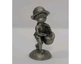 Vintage 1983 Hallmark Little Gallery Pewter Figurine, Boy/Drum