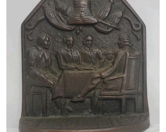 Vintage 1925 Copper-Plated Iron "Let Freedom Ring" Bookend, Only 1 Bookend