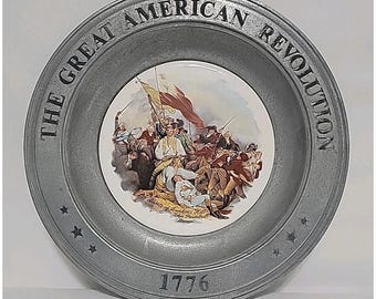 Vintage "The American Revolution" 10.5" 1776 Pewter Collectors Plate, Canton OH