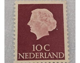 Sello postal de 10 centavos (10c) de los Países Bajos, Reina Juliana, década de 1950