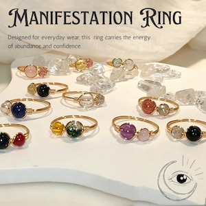 Naturstenskristallring, elegant handgjord ädelstensring, fint justerbart armband, unika helande kristallsmycken