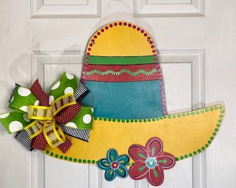 Sombrero Door Hanger, Fiesta Decor, Cinco De Mayo, Taco Tuesday, Summer Door Hanger