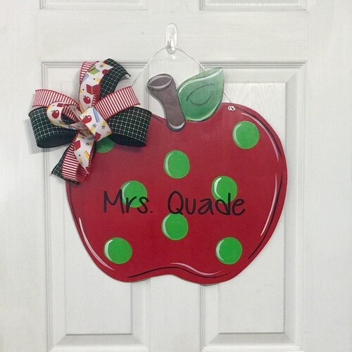 Apple Door Hanger School Door Hanger Teacher Gifts Back to Etsy