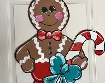 Gingerbread Man Door Hanger, Christmas Door Hanger, Candy Door Hanger, Winter Door Hanger