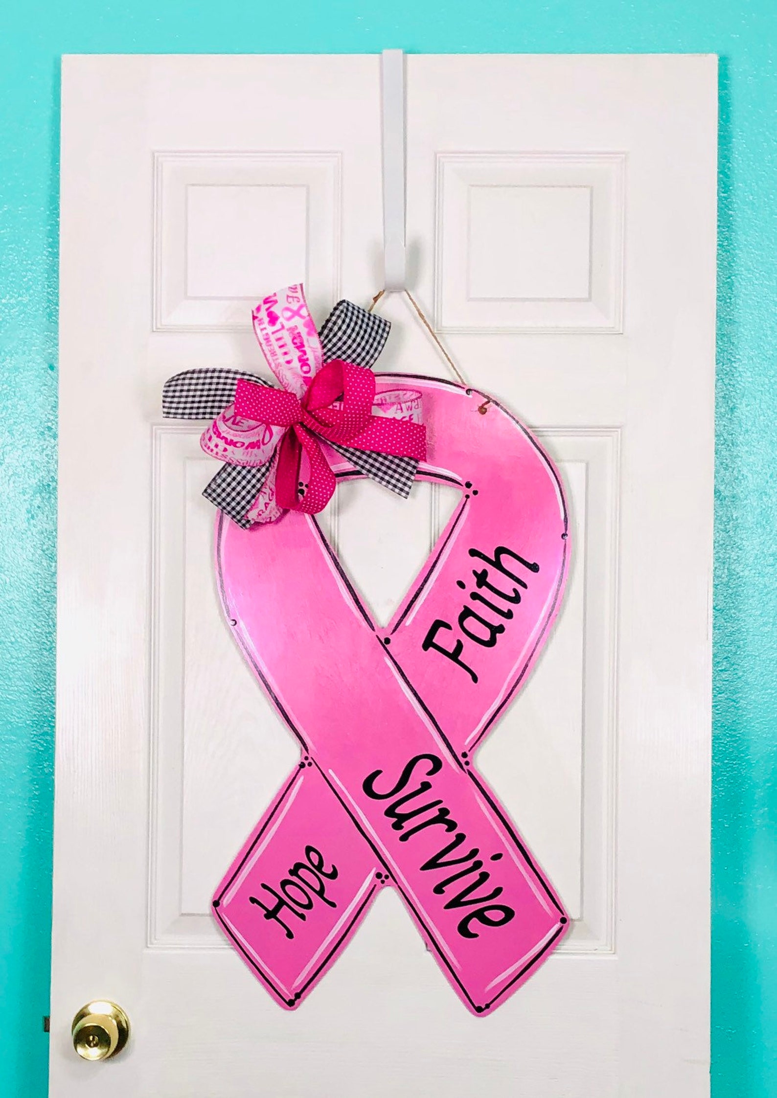 Breast Cancer Door Hanger Breast Cancer Awareness Breast Etsy Canada