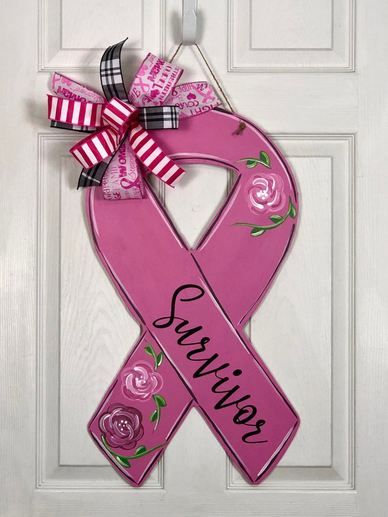 Breast Cancer Door Hanger Breast Cancer Awareness Breast Etsy