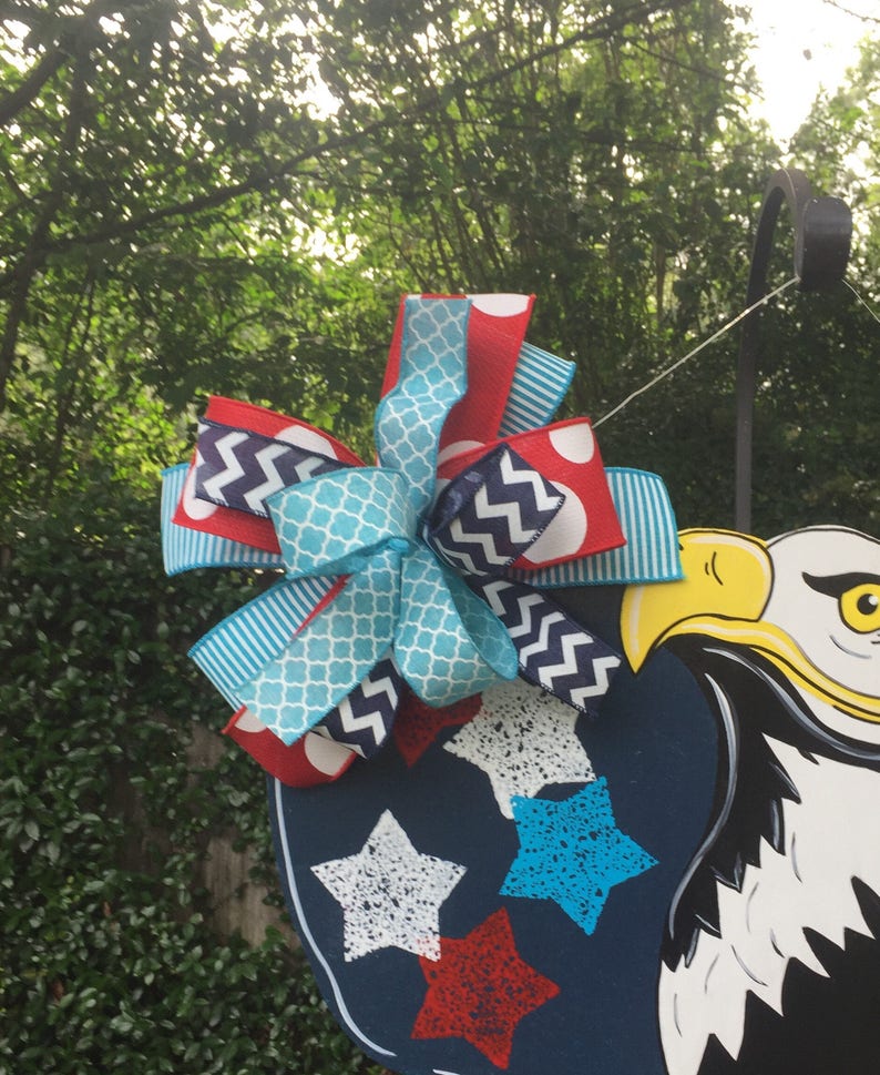 Memorial Day 4th of July Labor Day American Flag Decor Summer Door Hanger Patriotic Door Hanger Eagle Door Hanger Veterns Day
