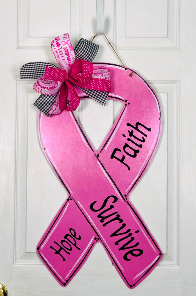 Breast Cancer Door Hanger Breast Cancer Awareness Breast Etsy