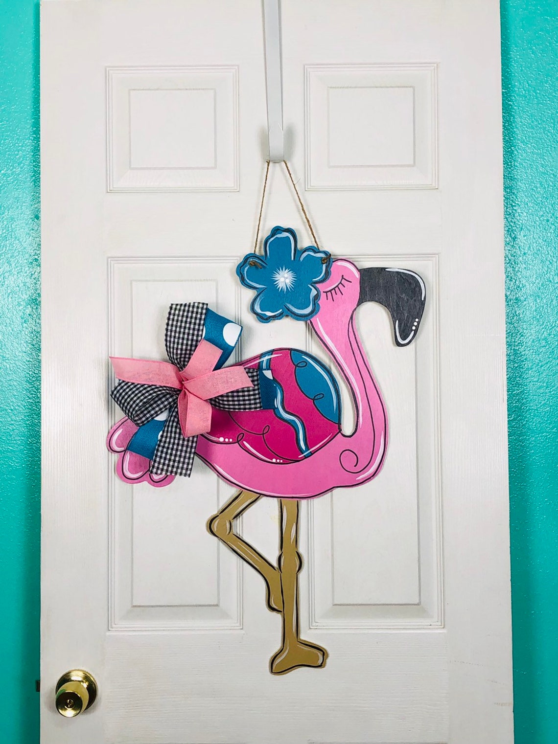 Flamingo Door Hanger Pink Flamingo Door Hanger Summer Door Etsy