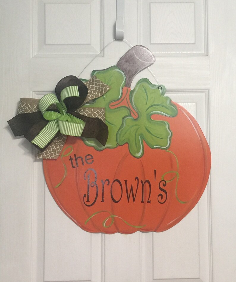 Pumpkin Door Hanger Fall Door Hanger Fall Pumpkins Autumn Etsy