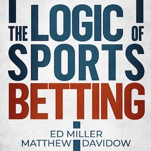 May include: Book cover with the title "THE LOGIC OF SPORTS BETTING" in blue and red text. A football graphic is at the top. The authors' names are listed at the bottom. The background is a textured, off-white color.