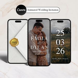 Minimalist Save the Date Video Template | Animated Wedding Evite | Editable Canva Template | Digital Invitation