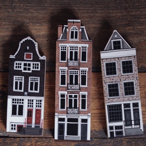 SET of 3 AMSTERDAM tenement houses - ready to ship - the part of Spiegelgracht street in Amsterdam, wooden miniature houses, replica