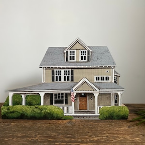 Wooden custom model house, miniature building, architecture in scale, anamarko houses, portrait of the house, presonalized replica