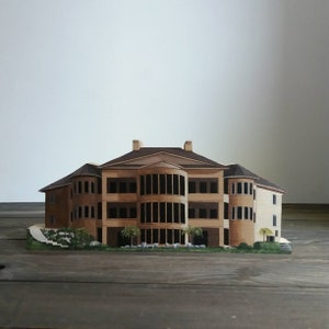 Hand painted wooden miniature house, portrait ot the house, house replica
