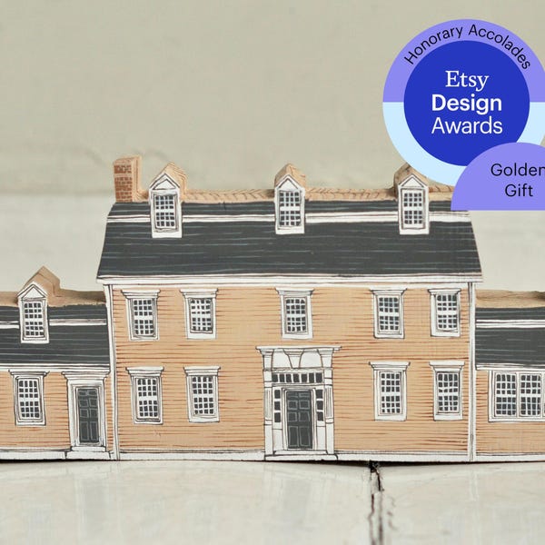 Custom House Portrait: Hand-Painted Wooden Miniature Replica - Accoladed by Etsy Design Awards as the Golden Gift