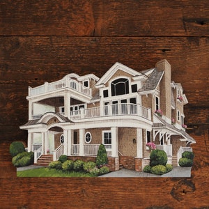 Hand painted personalised miniature house, replica, portrait, house replica, portrait of the house