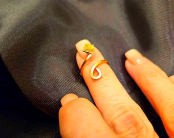Knuckle Scepter w/ Fenugreek for Focus - Handmade Copper Divination Tool [adjustable knuckle ring]