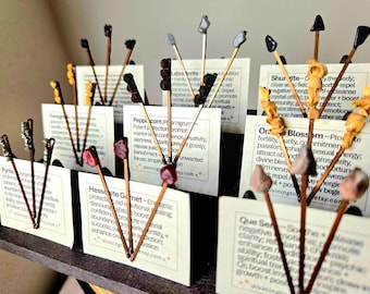 Intention Hairpins for Protection + Abundance - Handmade w Gemstones + Plants
