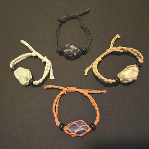 Woven Crystalholder Basket Bracelet - Interchangeable Crystal, Adjustable, Washable Cotton